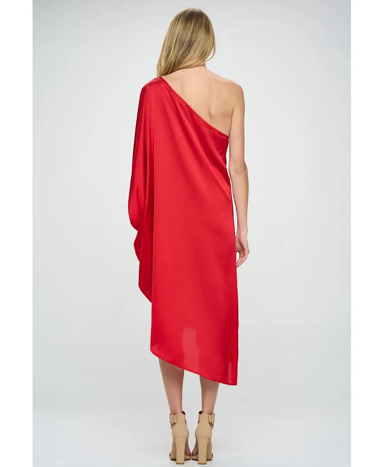 The Allegra Satin One-Shoulder Dress