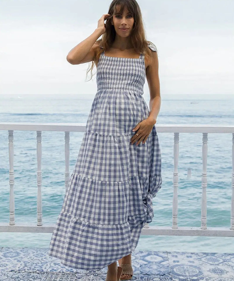The Lexi Gingham Maternity/Nursing Maxi Dress
