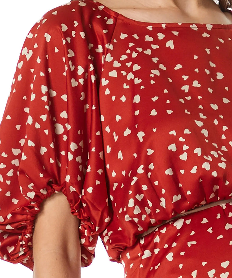 The Mila Balloon Sleeve Top (Red)