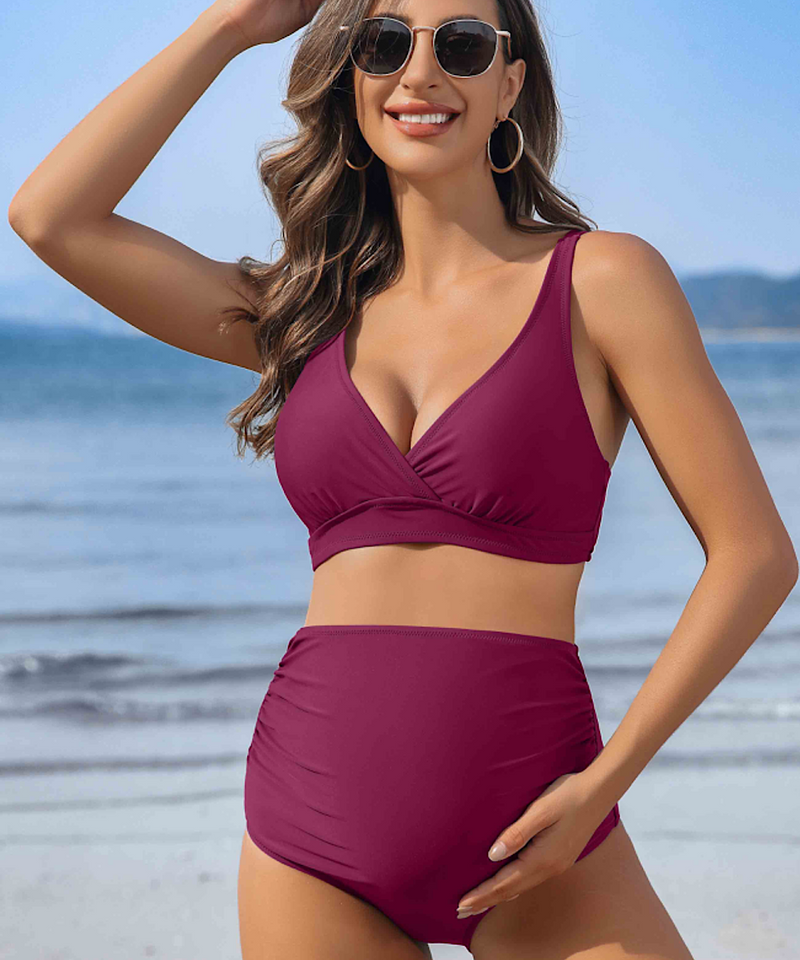 The Karly Maternity + Nursing Bikini Set (Fuscia)