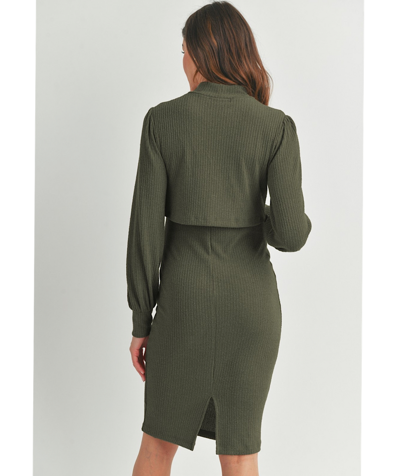 The Lauren Ribbed Maternity & Nursing Dress
