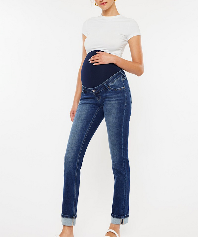 The Straight Fit Full Band Cuff Jean (Dark Denim)