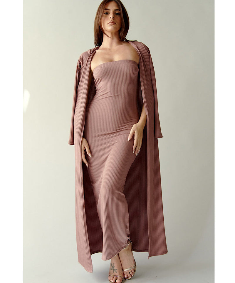 The Bodycon Dress & Duster Set (Pink)
