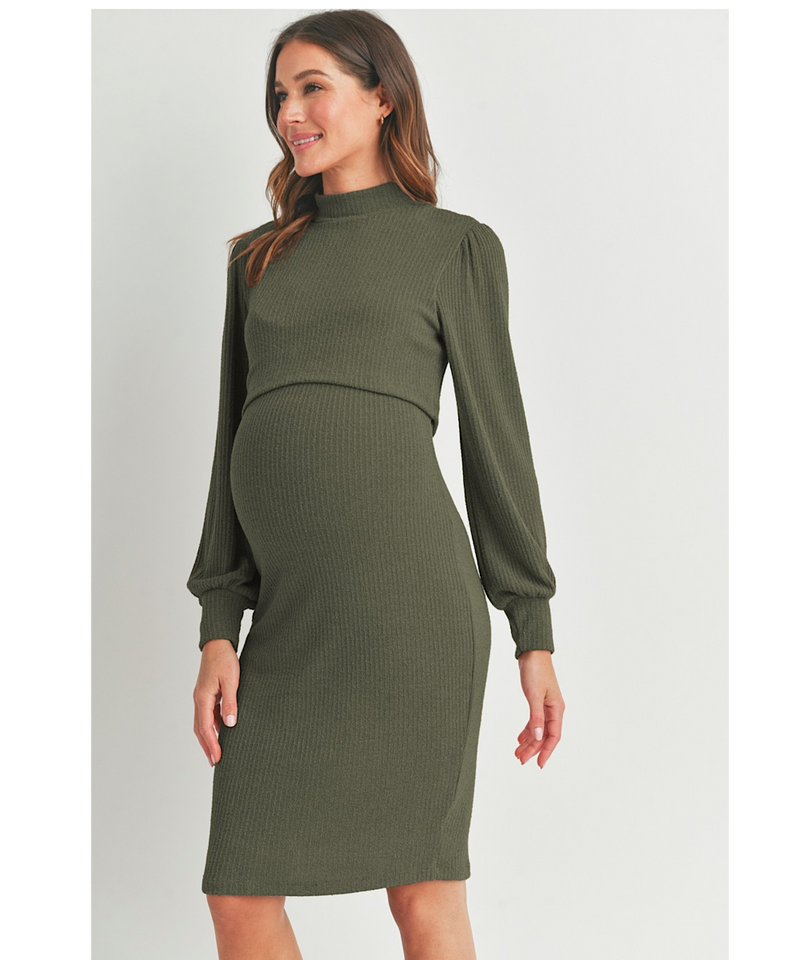 The Lauren Ribbed Maternity & Nursing Dress