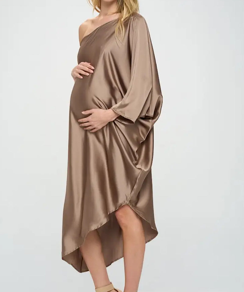 The Allegra Satin One-Shoulder Dress