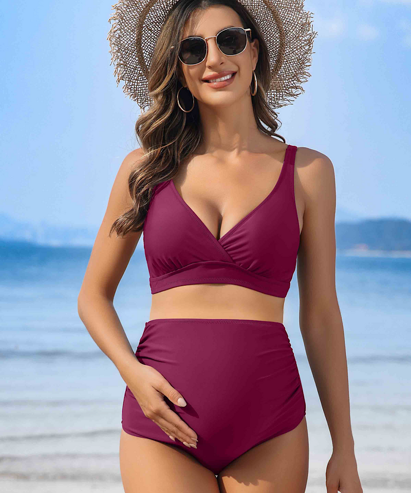 The Karly Maternity + Nursing Bikini Set (Fuscia)