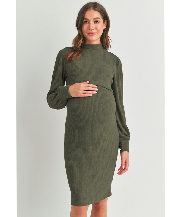 The Lauren Ribbed Maternity & Nursing Dress