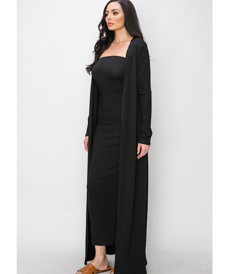 The Bodycon Dress & Duster Set (Black)