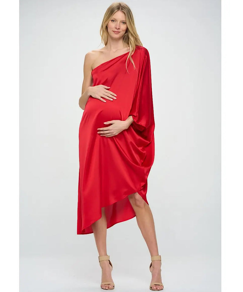 The Allegra Satin One-Shoulder Dress