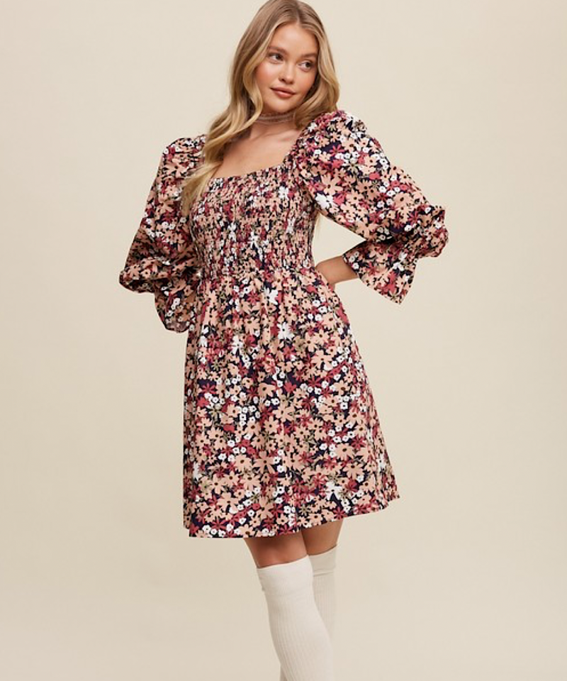 The Amy Babydoll Dress (Blush/Magenta)
