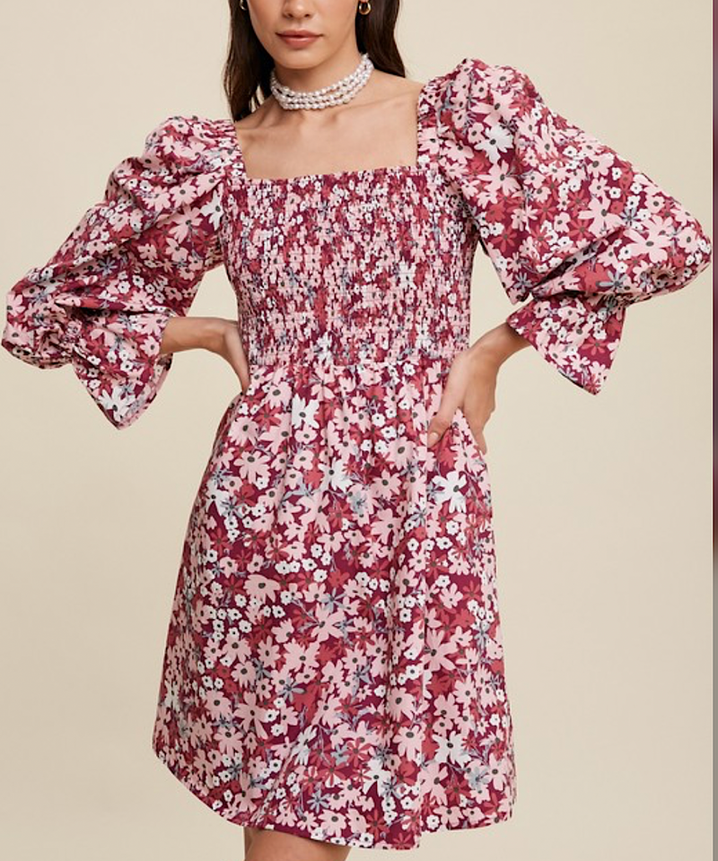 The Amy Babydoll Dress (Blush/Magenta)