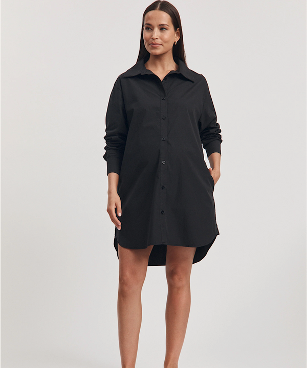 The Cotton Poplin Shirtdress (Black)