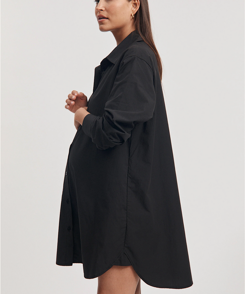 The Cotton Poplin Shirtdress (Black)