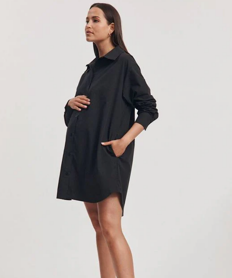 The Cotton Poplin Shirtdress (Black)