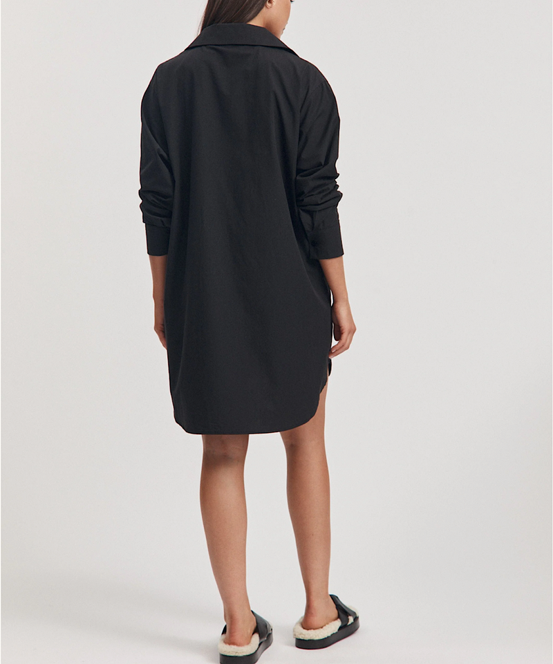 The Cotton Poplin Shirtdress (Black)