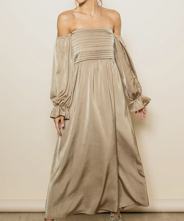 The Theodora Silk Dress (Taupe)