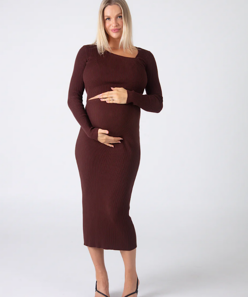 Luxe Knit Set (Espresso): Midi Skirt