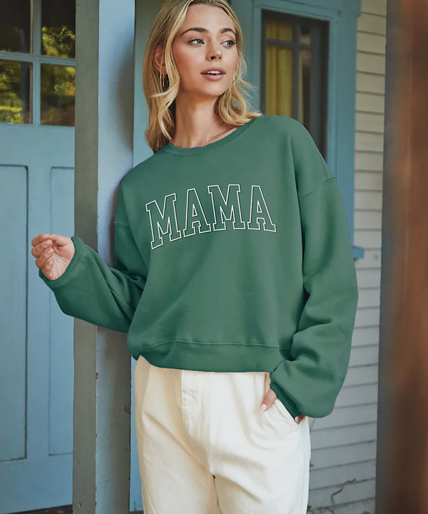 Mama Puff Print Mid Graphic Sweatshirt (Green)