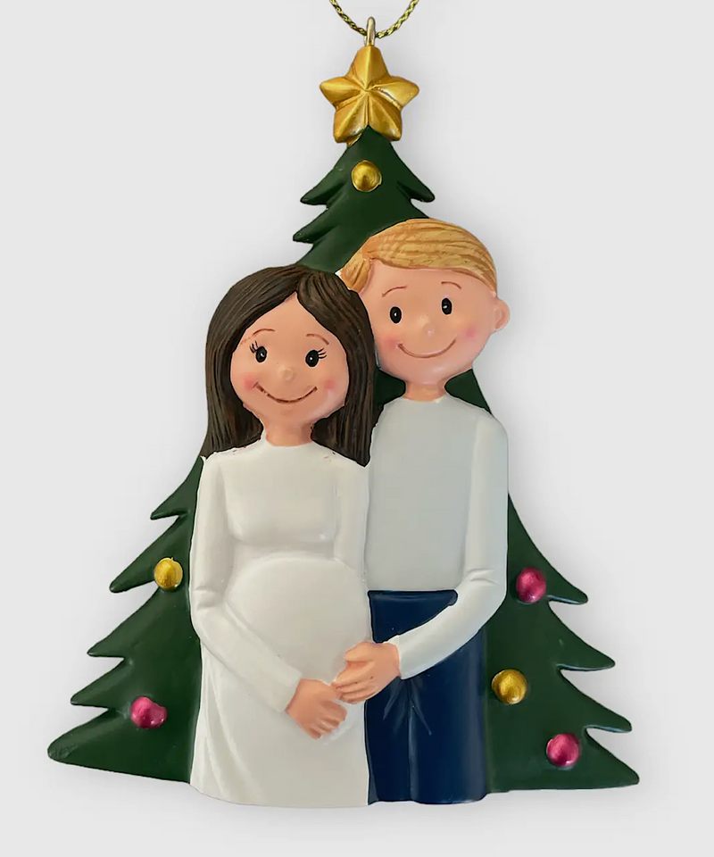 Expecting Parents Ornament - Brunette Female / Blonde Male