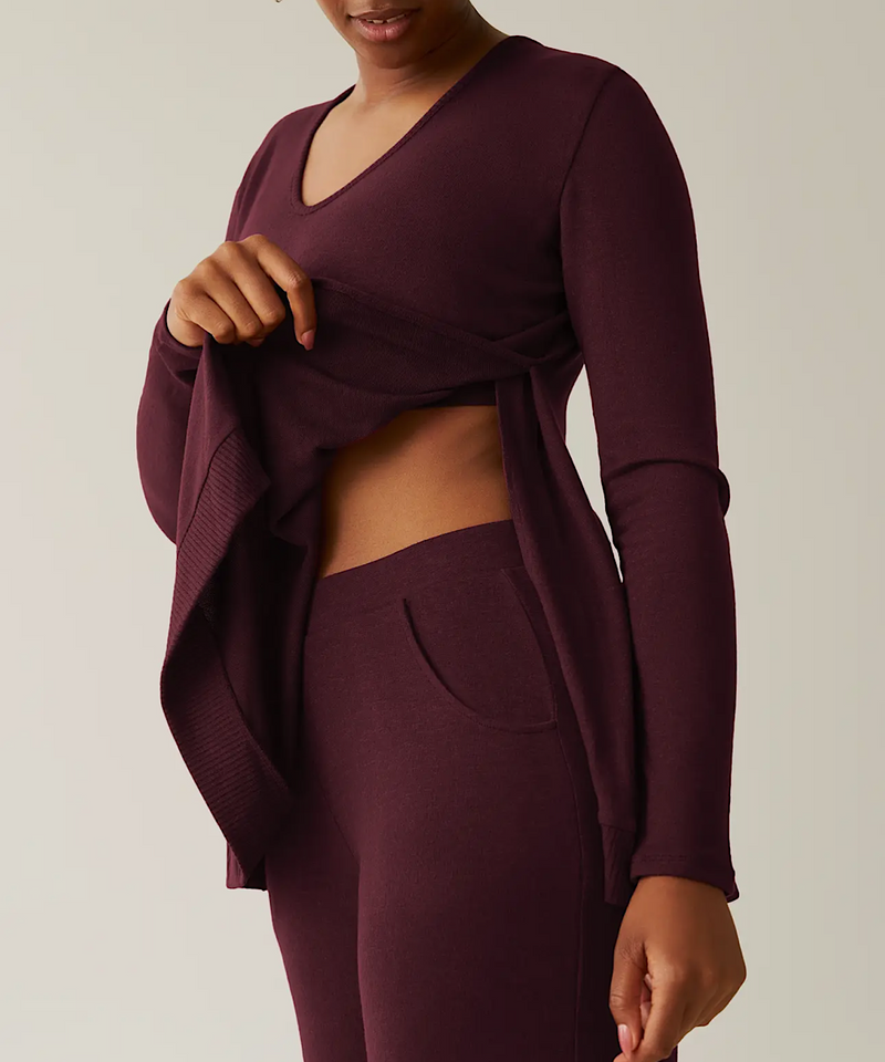 Cozyknit Maternity & Nursing V-Neck Top (Deep Burgundy)