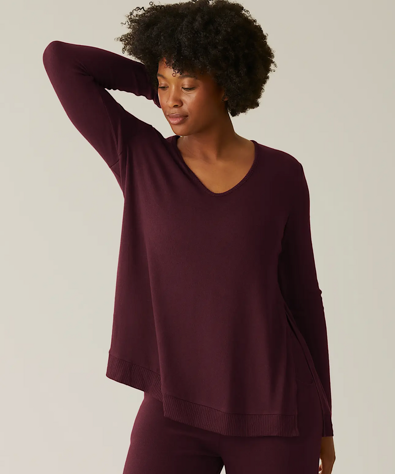 Cozyknit Maternity & Nursing V-Neck Top (Deep Burgundy)