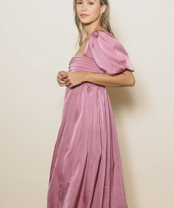The Julia Satin Midi Dress (Mauve)