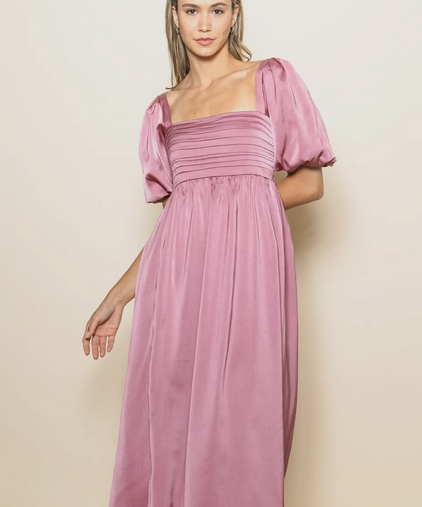 The Julia Satin Midi Dress (Mauve)