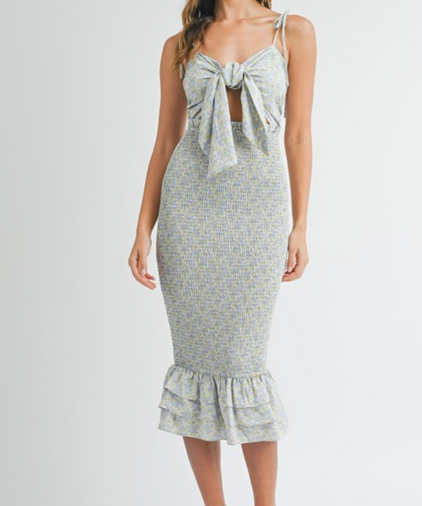 The Frida Smocked Bow Dress (Blue)