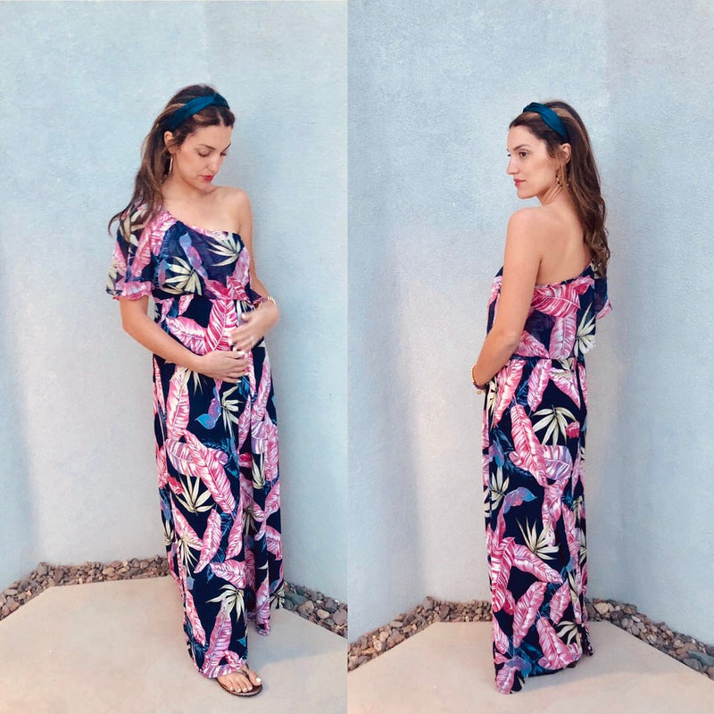 The Alexa One-Shoulder Maternity Maxi Dress