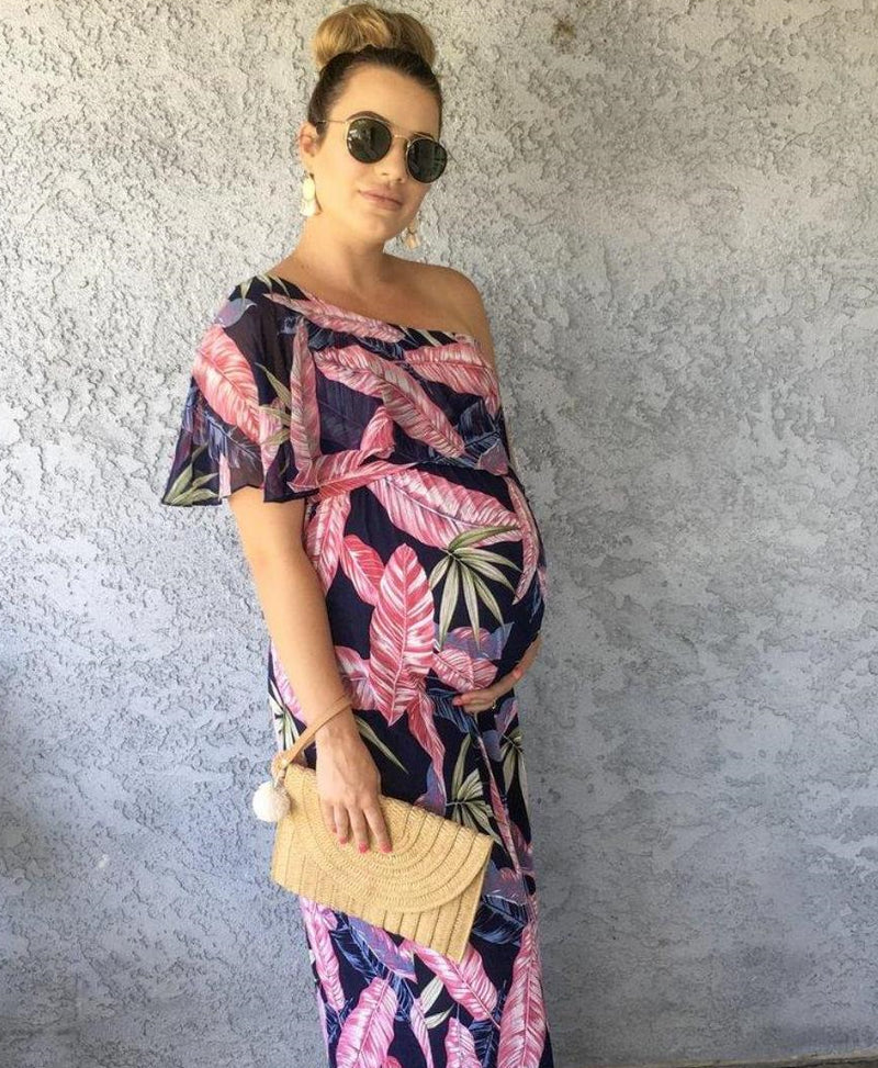 The Alexa One-Shoulder Maternity Maxi Dress