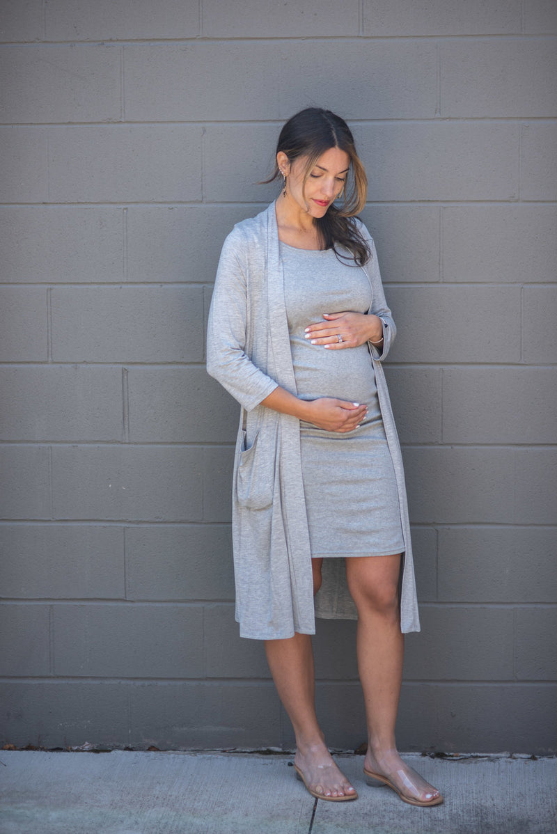 The Khloe Maternity Set Dress (Gray)