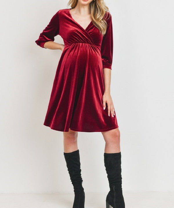 The Holly Maternity & Nursing Velvet Dress