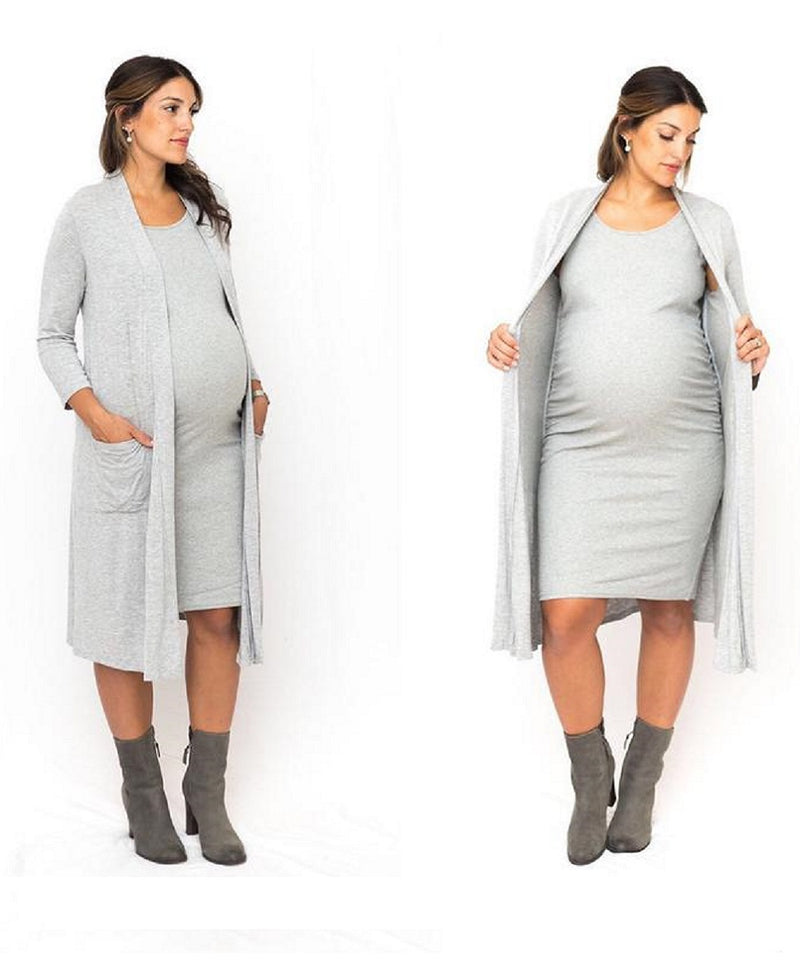 The Khloe Maternity Set Dress (Gray)