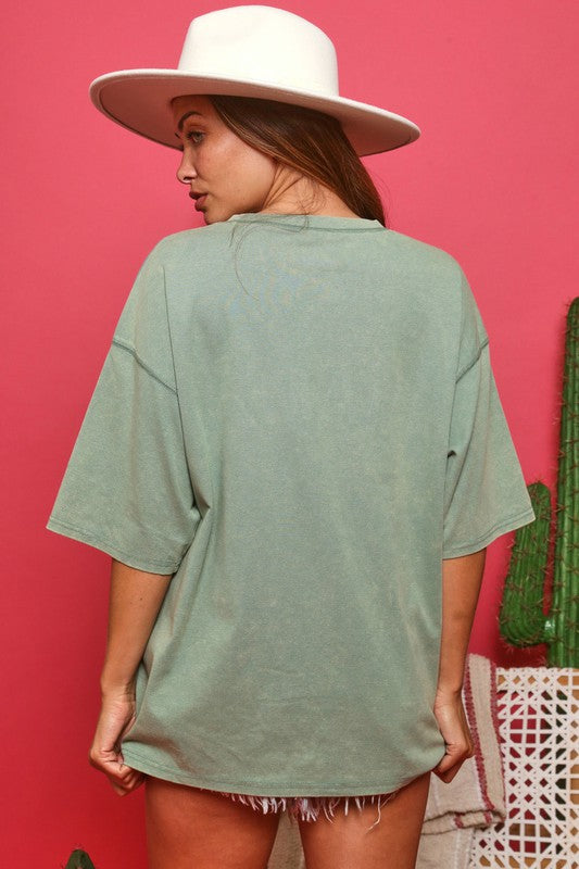 MAMA Rhinestone Oversized Tee (Sage)
