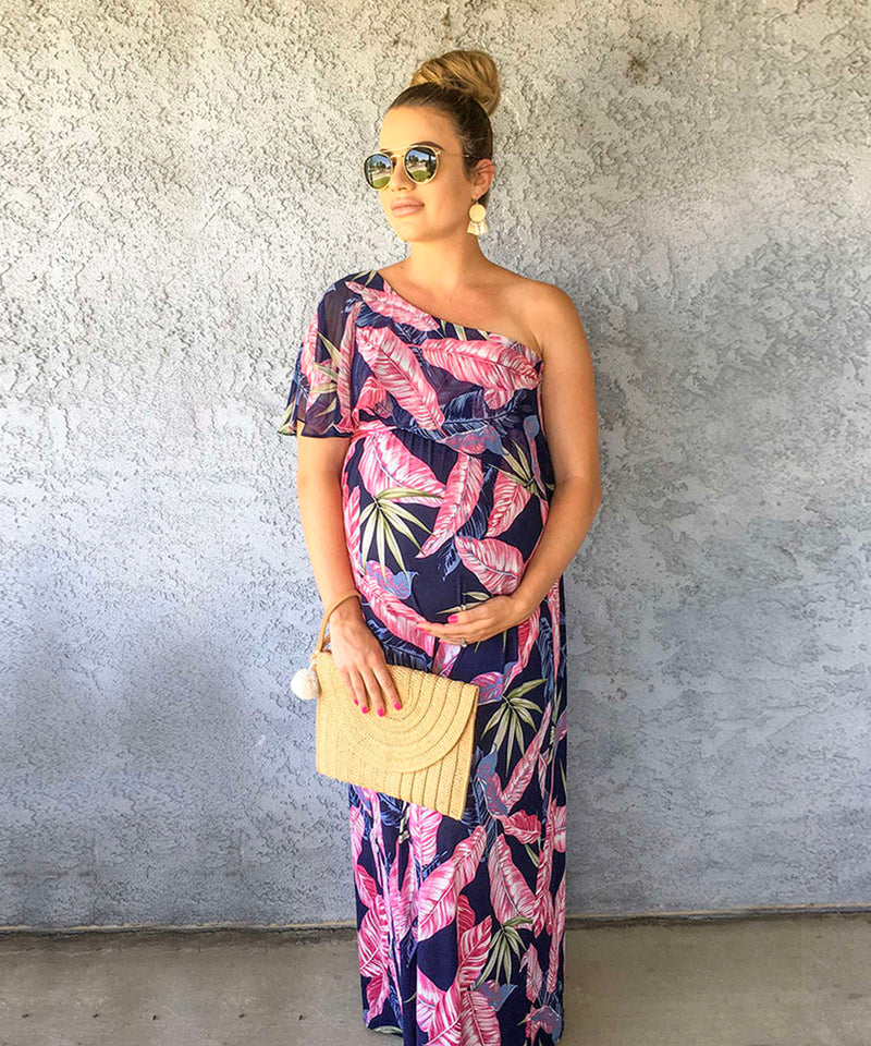 The Alexa One-Shoulder Maternity Maxi Dress