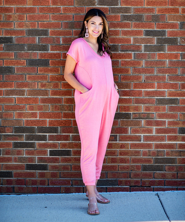 The Gia Maternity Jumpsuit (Coral)
