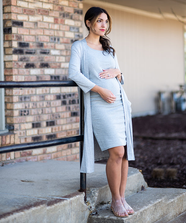 The Khloe Maternity Set Dress (Gray)