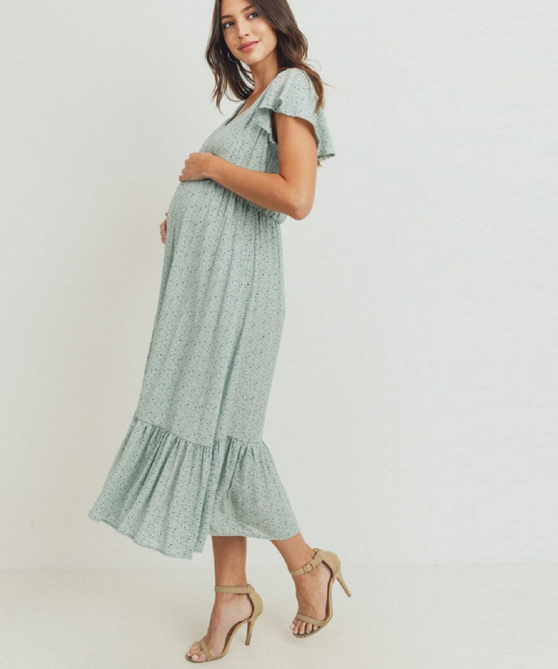 The Lauren Ruffle Dress (Blue/Green)