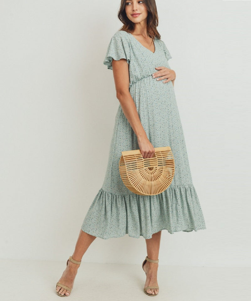 The Lauren Ruffle Dress (Blue/Green)