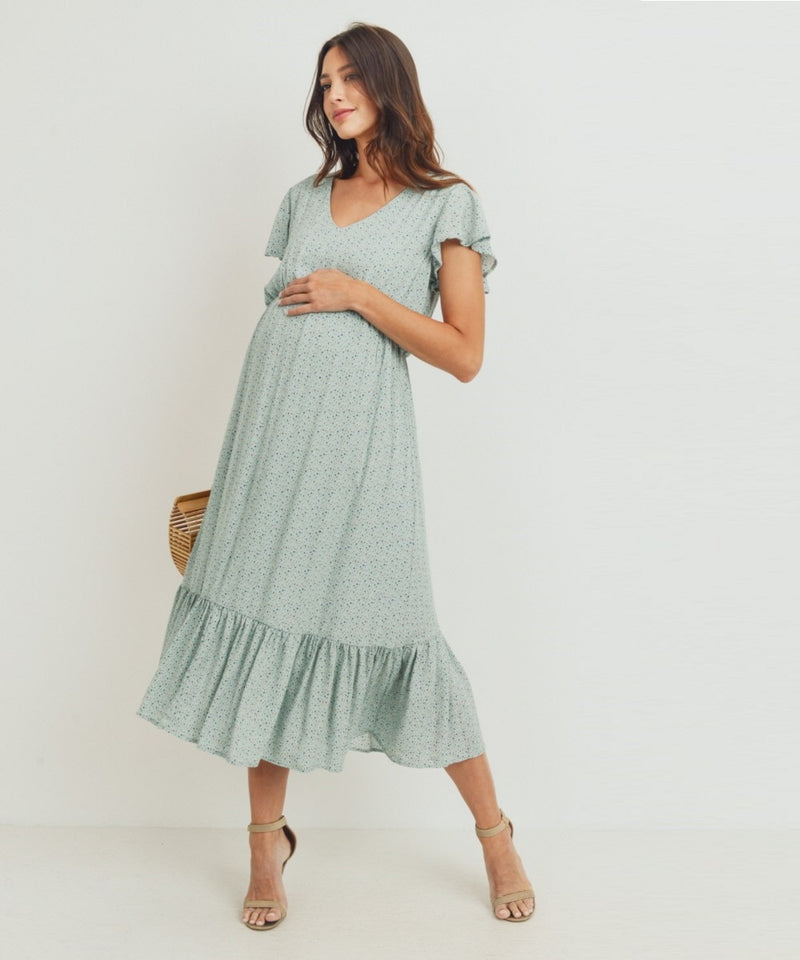 The Lauren Ruffle Dress (Blue/Green)