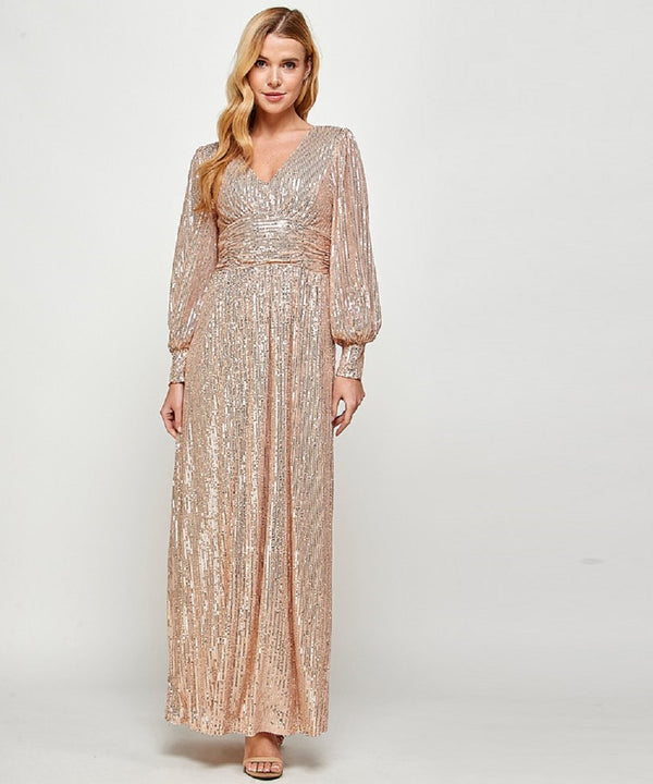 The Rosalia Sequin Gown (Rose Gold)
