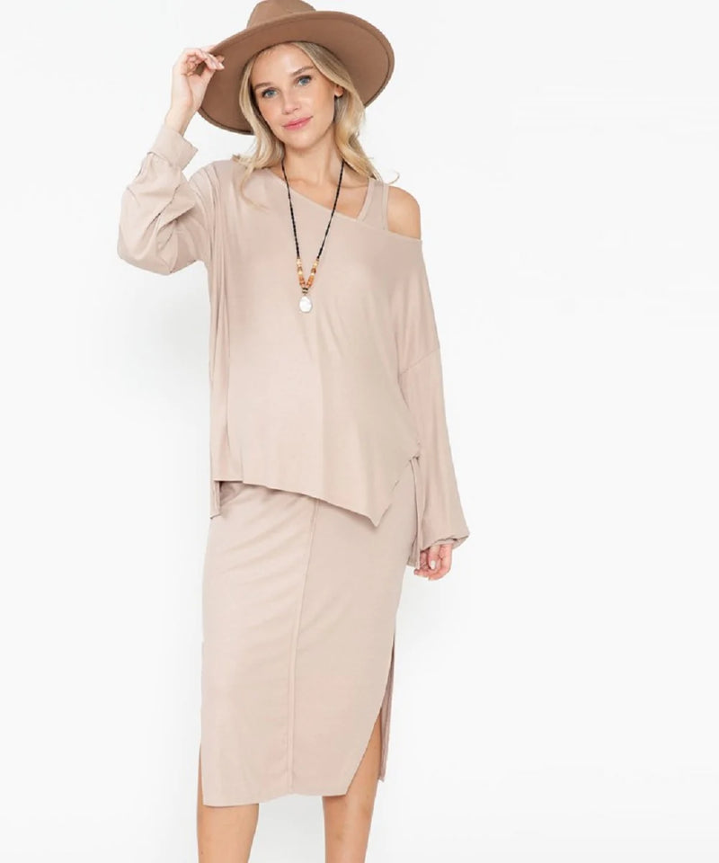 The Ryann Dress + Top Set (Taupe)