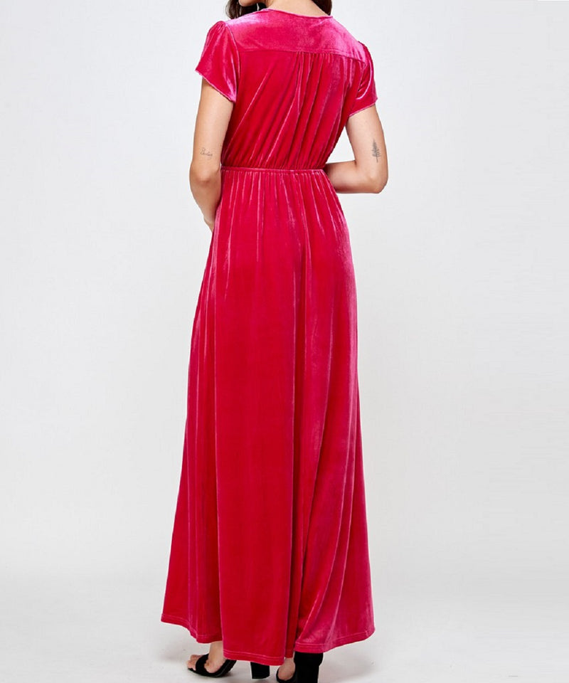 The Fiona Velvet Maxi (Fuscia Pink)