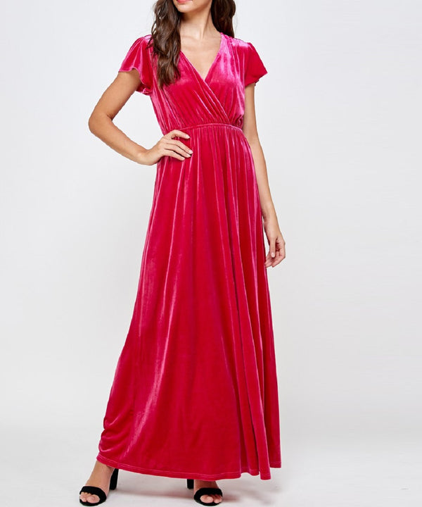 The Fiona Velvet Maxi (Fuscia Pink)