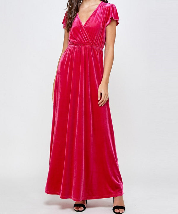 The Fiona Velvet Maxi (Fuscia Pink)