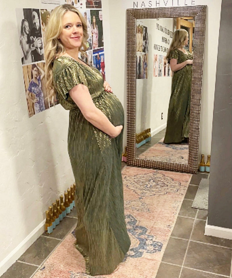 The Peyton Metallic Gown (Green)